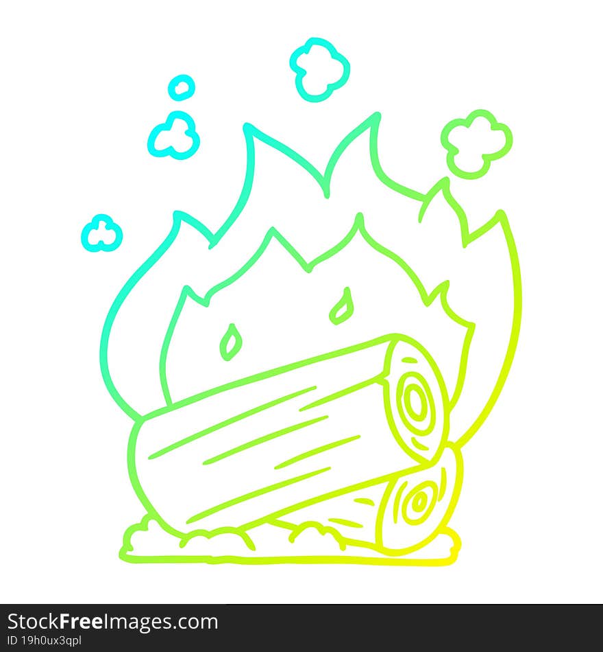 Cold Gradient Line Drawing Cartoon Campfire