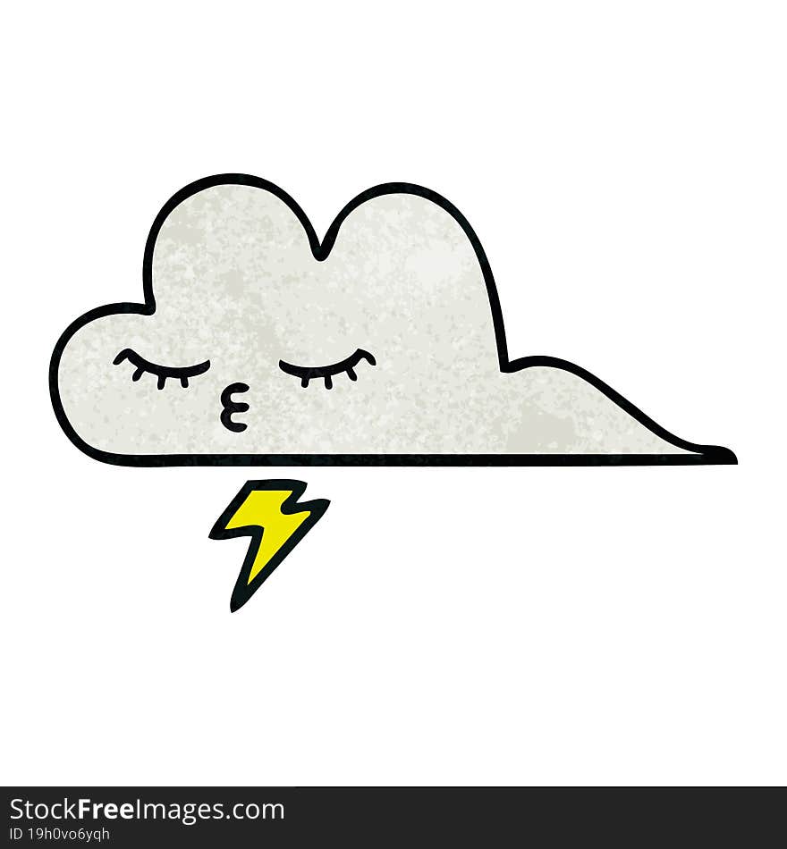 retro grunge texture cartoon thunder cloud