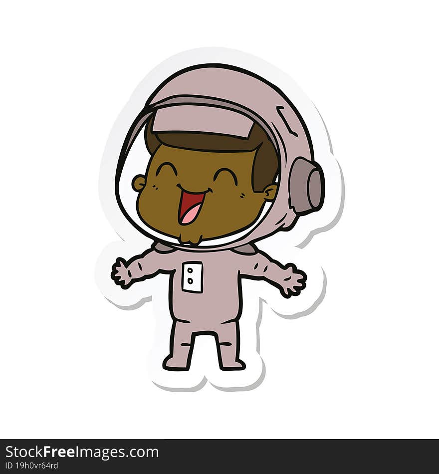 sticker of a happy cartoon astronaut