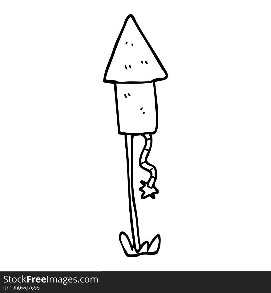 Line Drawing Cartoon Rocket