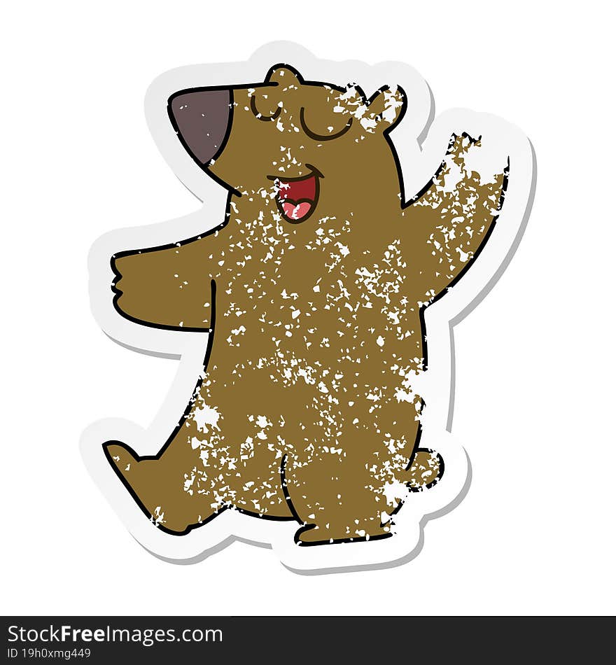 distressed sticker of a quirky hand drawn cartoon bear