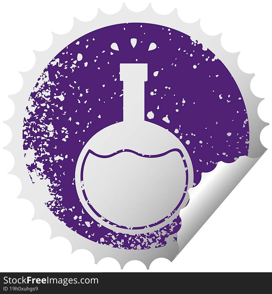 distressed circular peeling sticker symbol of a science experiment