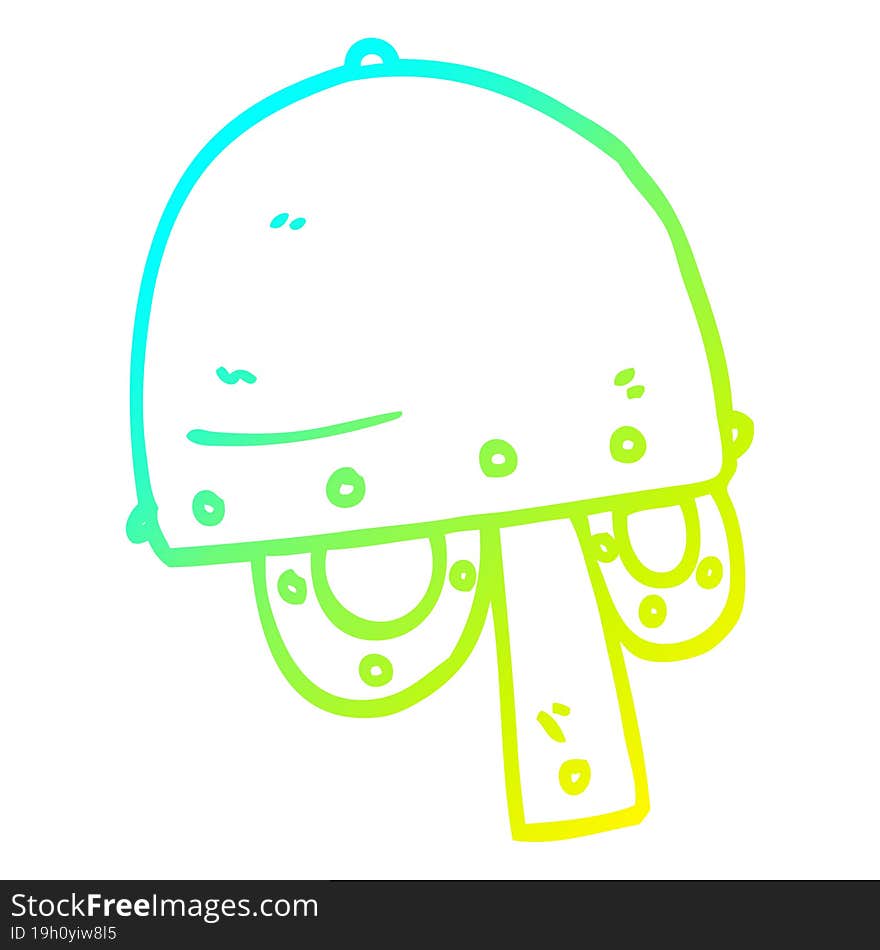 Cold Gradient Line Drawing Cartoon Viking Helmet