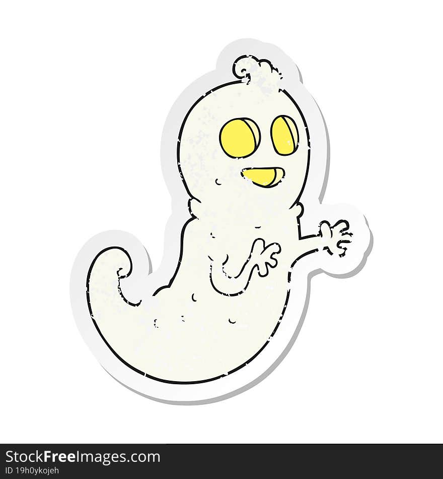 Retro Distressed Sticker Of A Cartoon Ghost