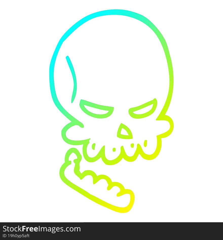 Cold Gradient Line Drawing Cartoon Halloween Skull