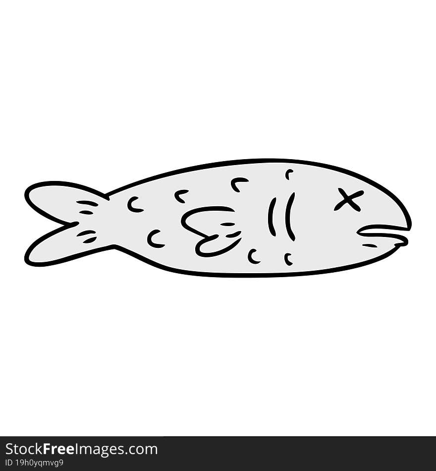 hand drawn cartoon doodle of a dead fish