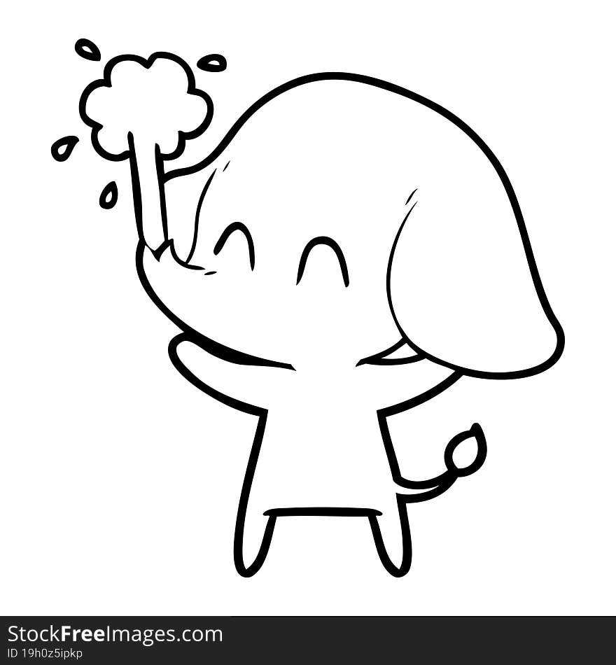 cute cartoon elephant spouting water. cute cartoon elephant spouting water