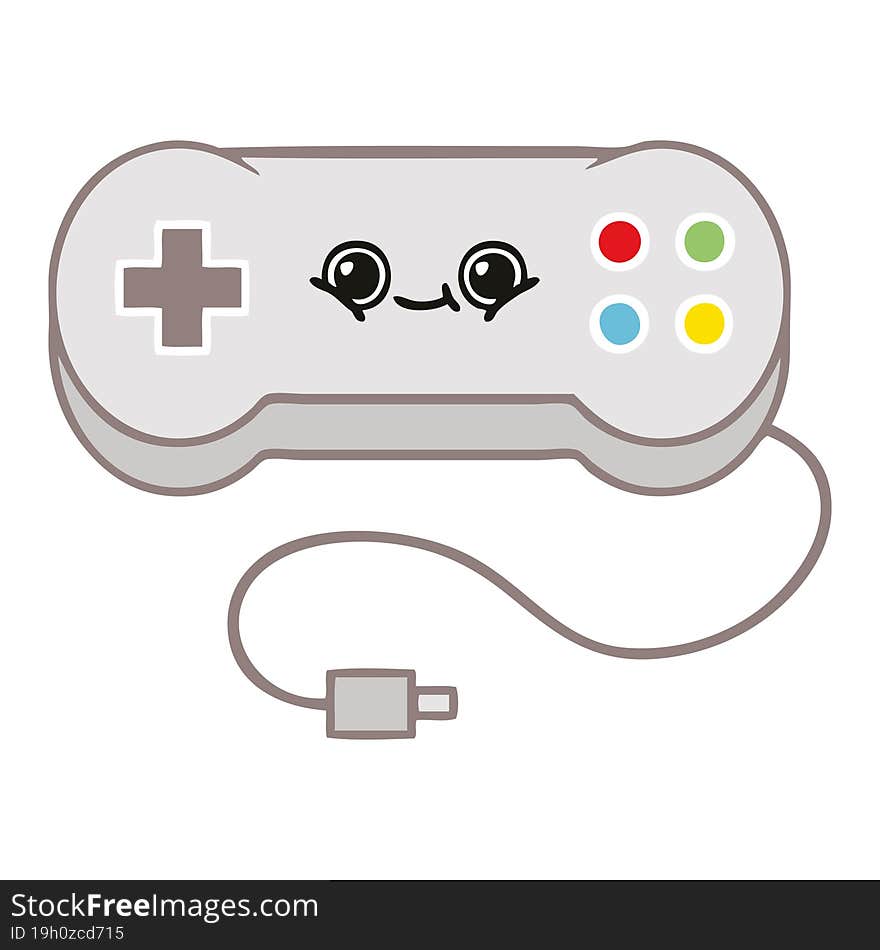 flat color retro cartoon game controller