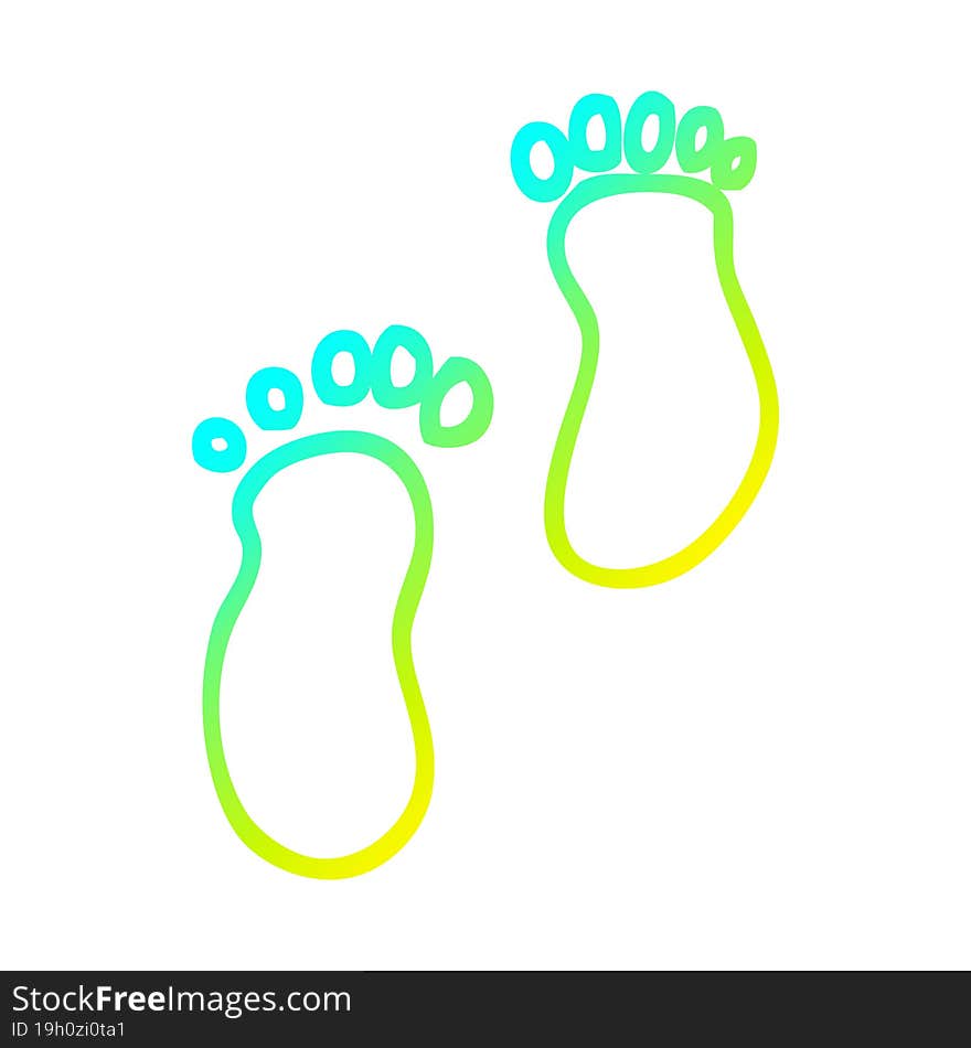 cold gradient line drawing cartoon foot prints