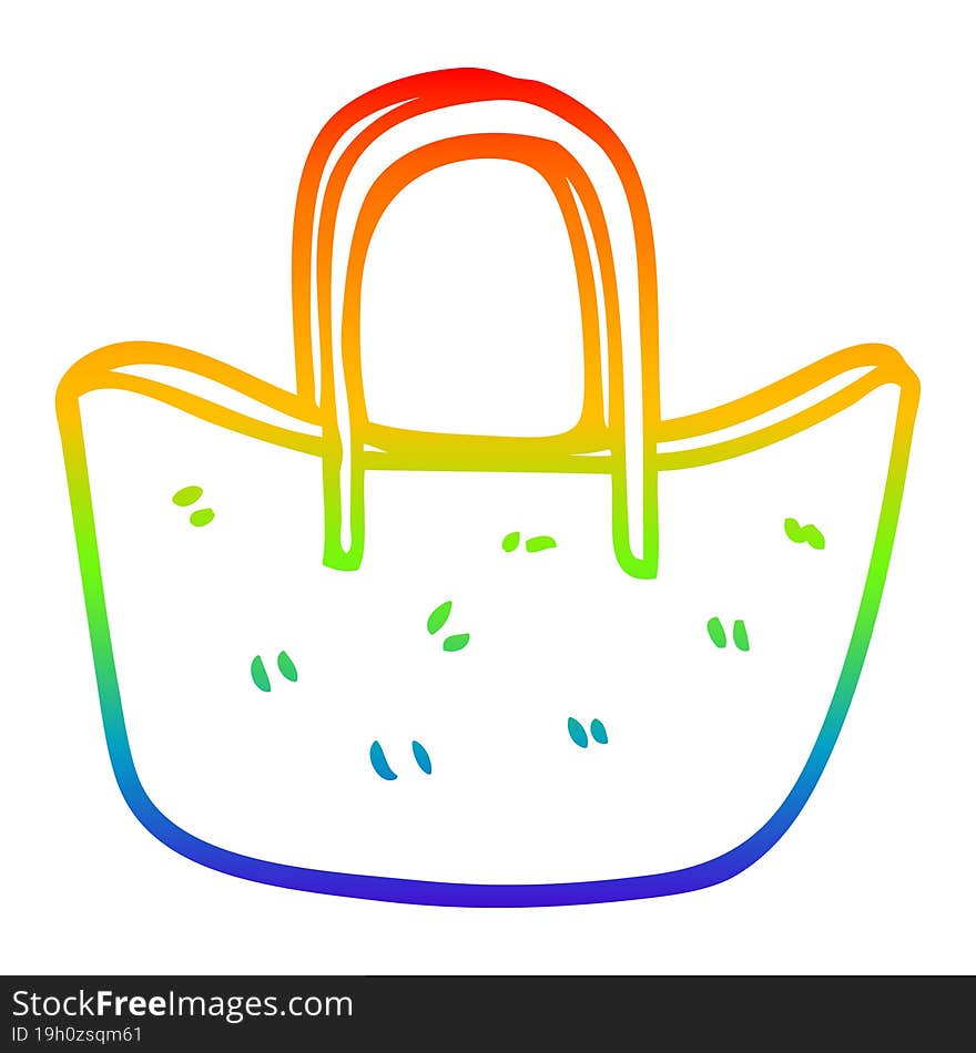 rainbow gradient line drawing cartoon woven basket