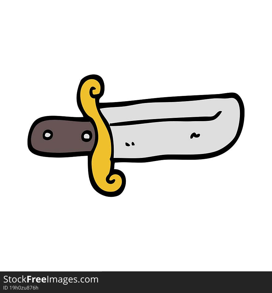 Hand Drawn Doodle Style Cartoon Small Dagger