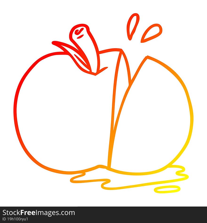 warm gradient line drawing cartoon sliced apple