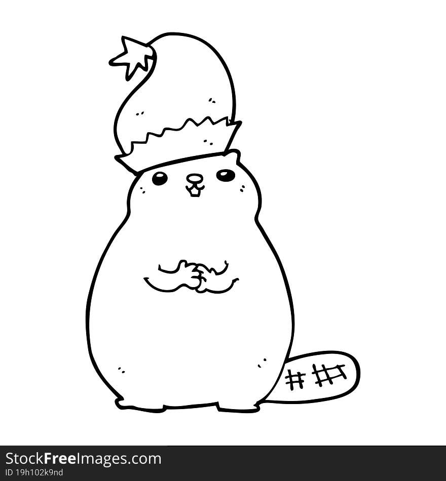 Cartoon Christmas Beaver