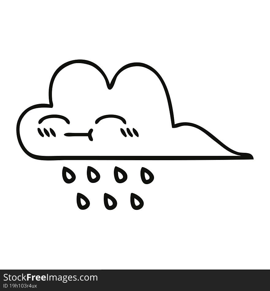 Line Drawing Cartoon Storm Rain Cloud