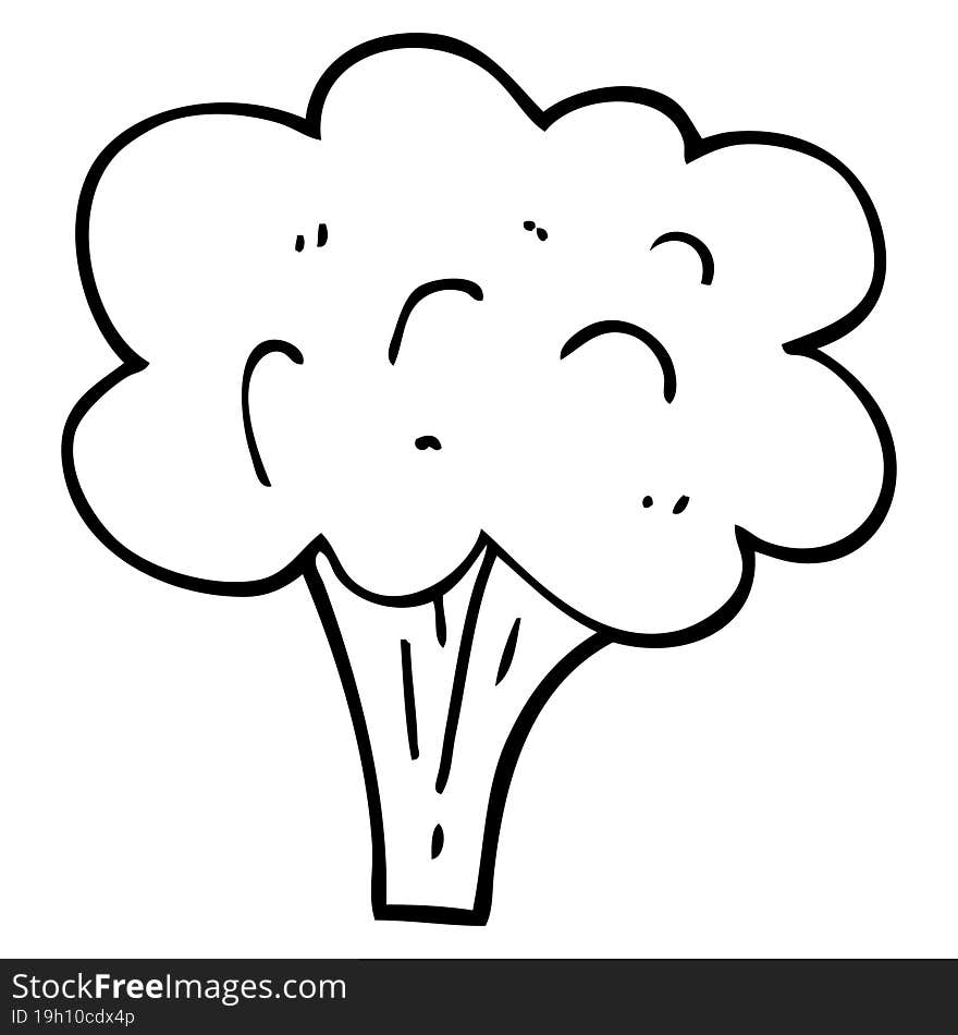 Line Drawing Cartoon Broccoli Stalk