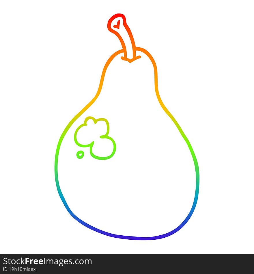 rainbow gradient line drawing cartoon pear