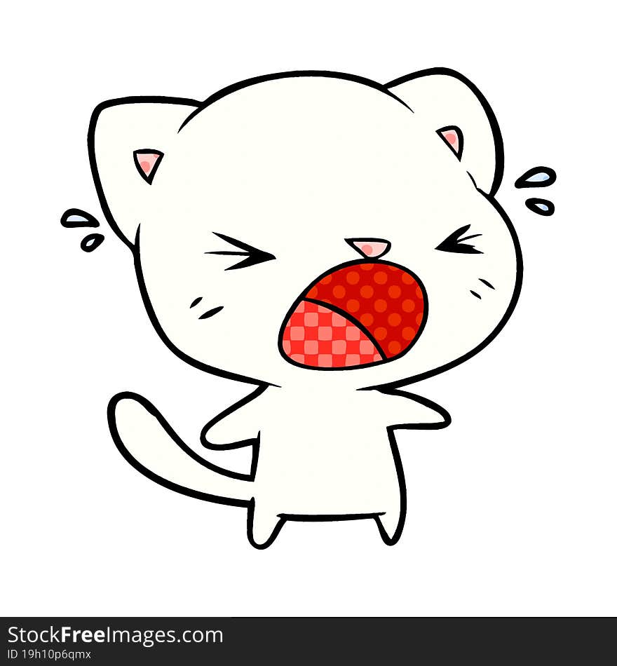 cute cartoon cat crying. cute cartoon cat crying