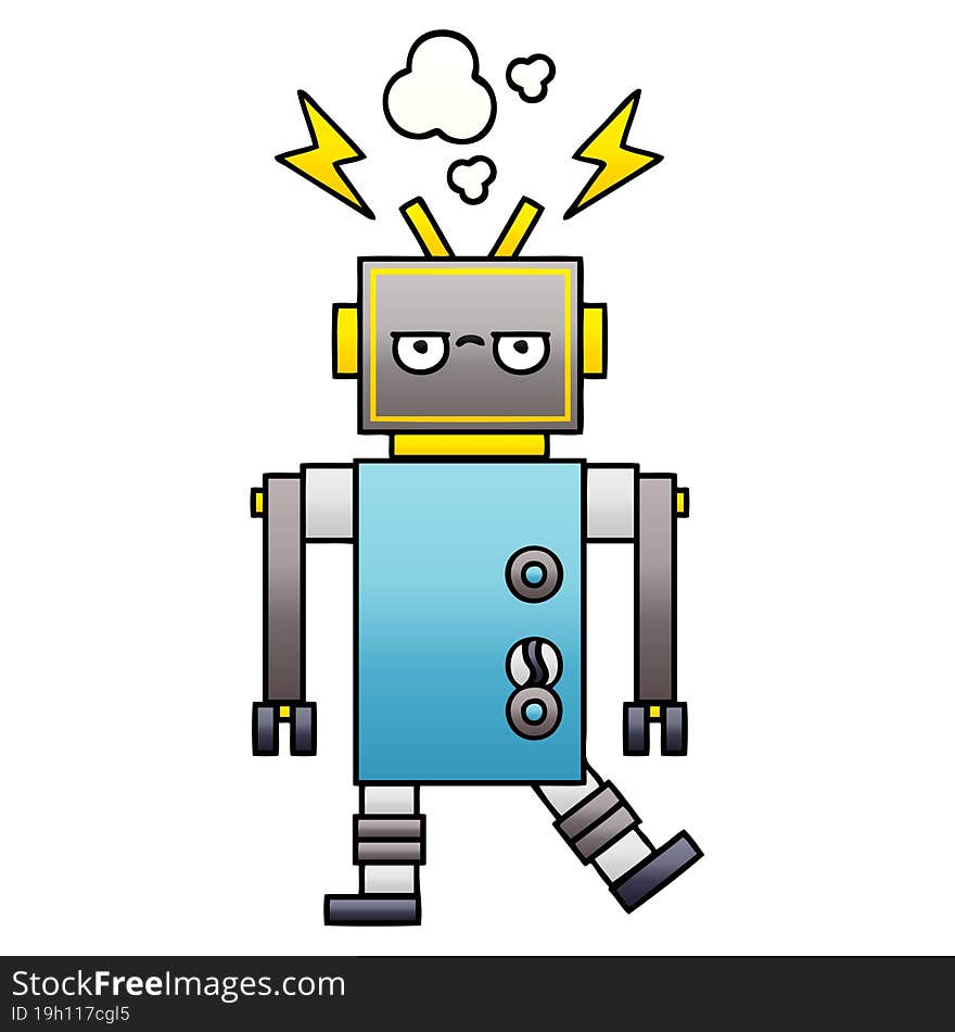 Gradient Shaded Cartoon Malfunctioning Robot