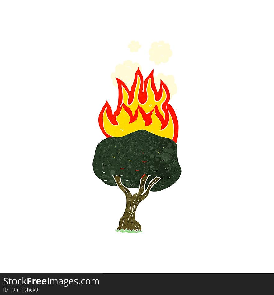 cartoon tree on fire