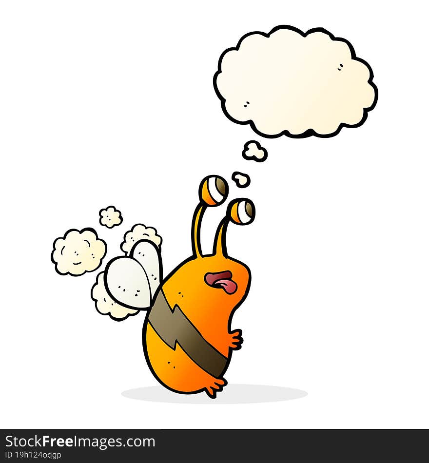 cartoon funny bee with thought bubble