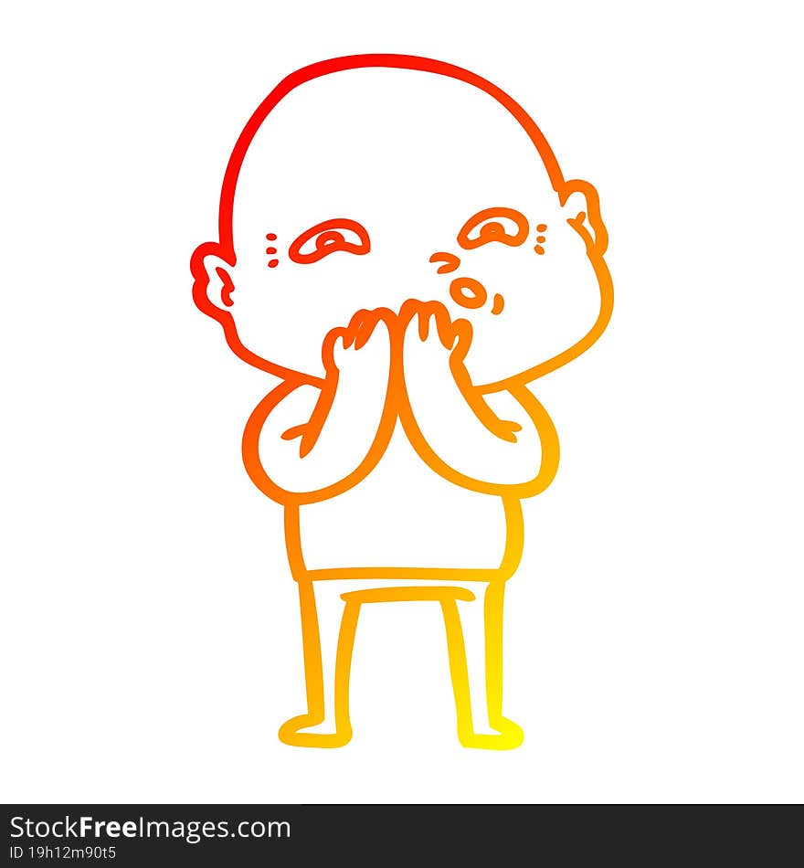 warm gradient line drawing of a cartoon nervous man