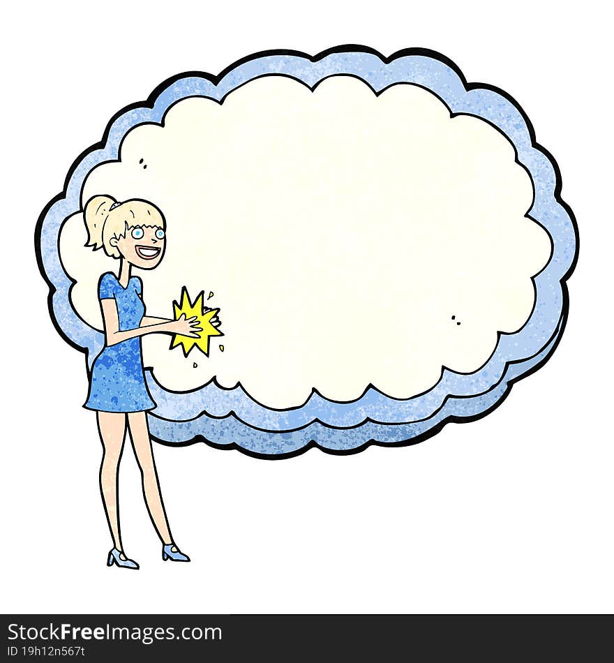 woman with text space cloud