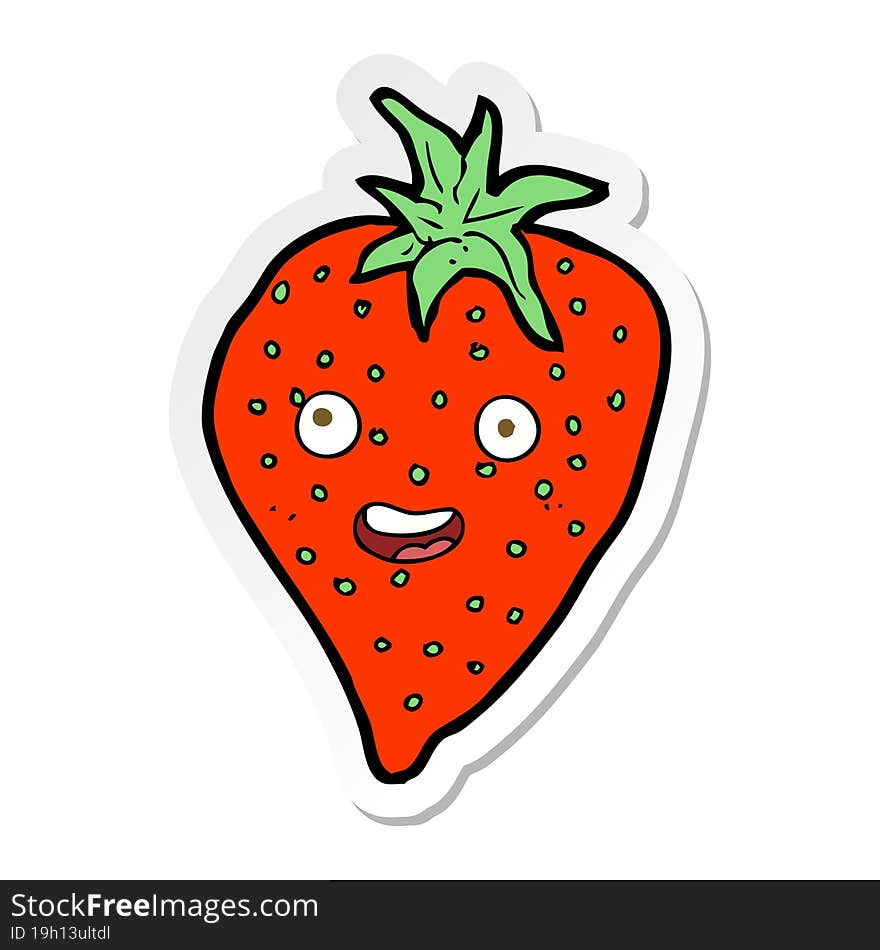 sticker of a cartoon strawberry