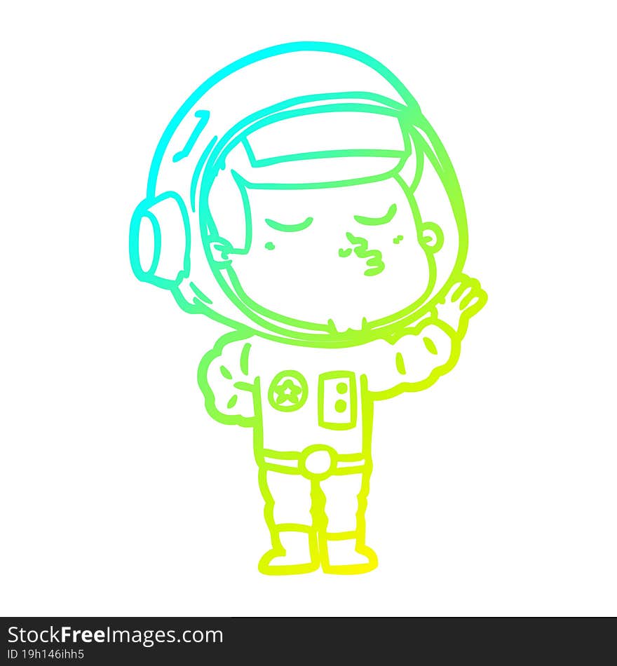 Cold Gradient Line Drawing Cartoon Confident Astronaut