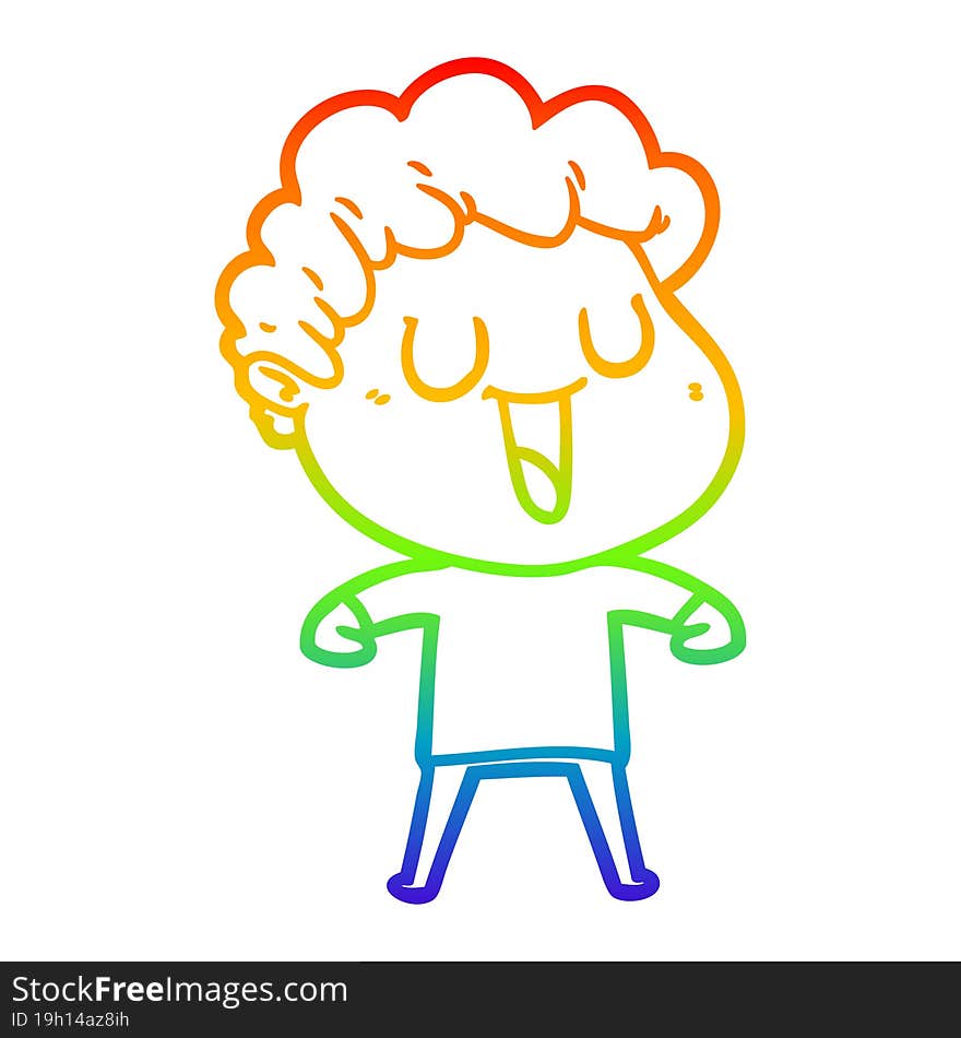 rainbow gradient line drawing laughing cartoon man