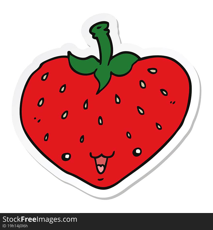 sticker of a cartoon strawberry