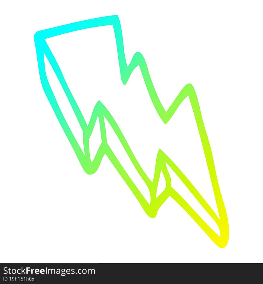 cold gradient line drawing cartoon lightning bolt