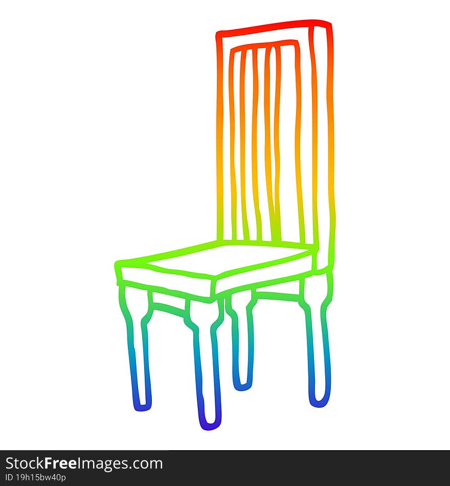 rainbow gradient line drawing cartoon wooden chair