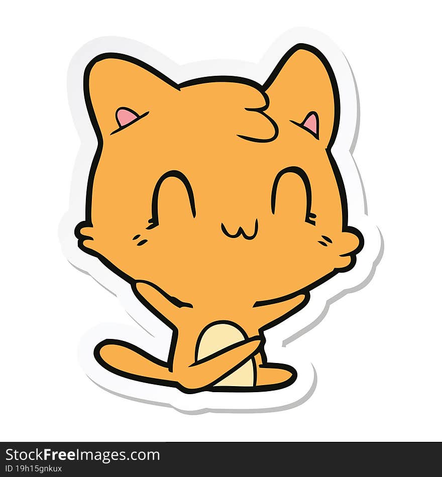 sticker of a cartoon happy cat