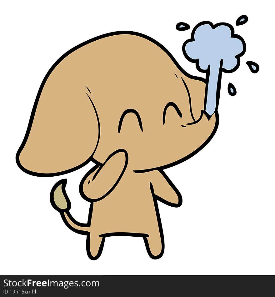 cute cartoon elephant spouting water. cute cartoon elephant spouting water