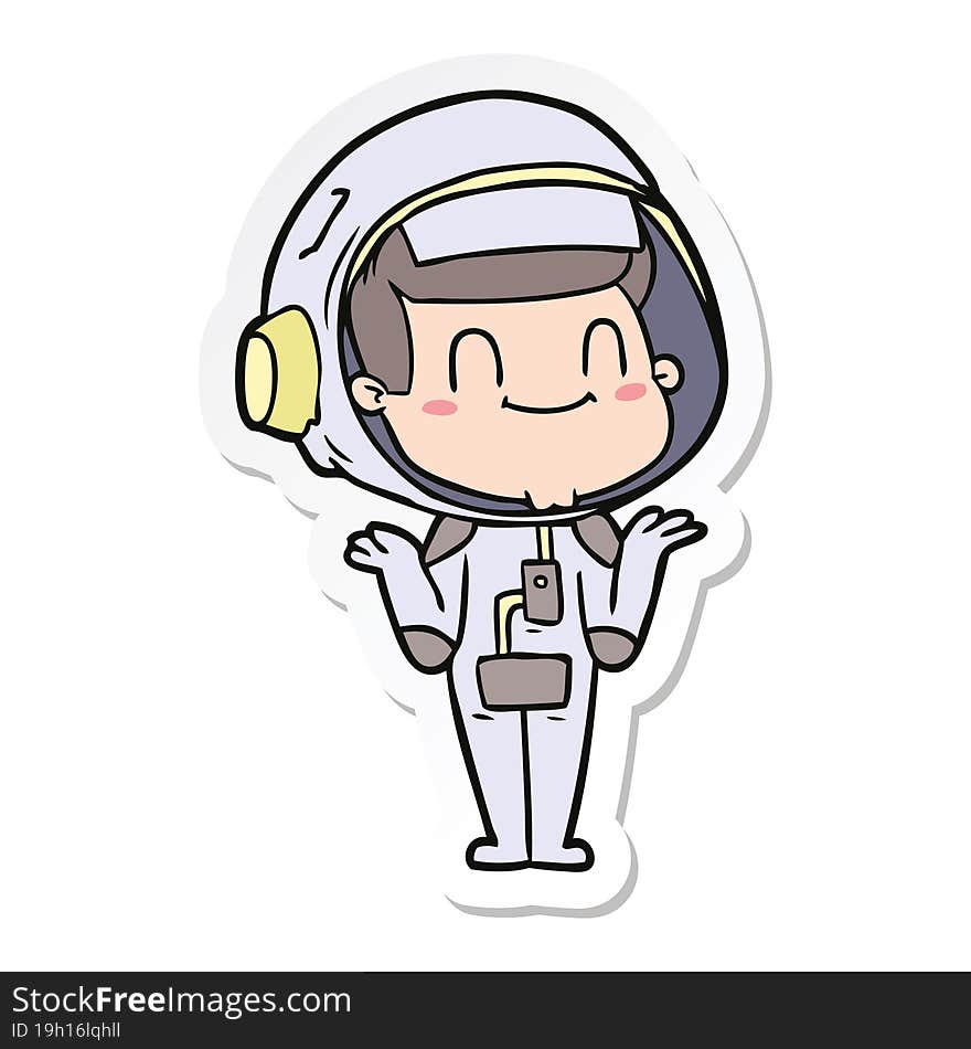 sticker of a happy cartoon astronaut man