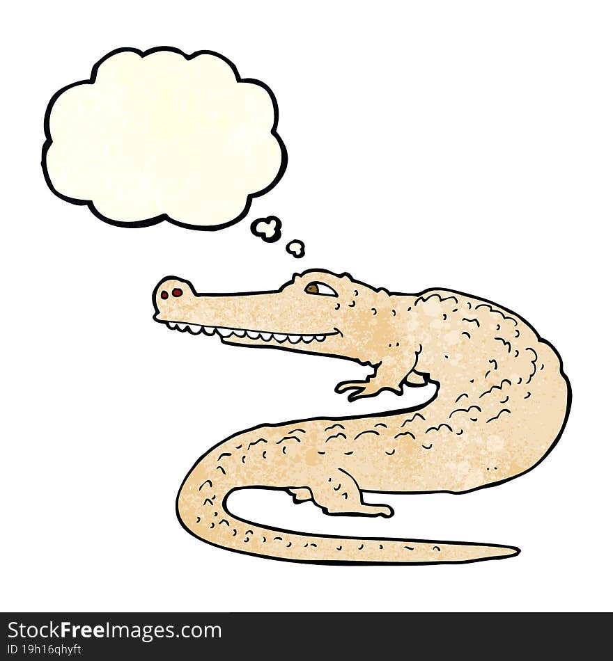 cartoon alligator with thought bubble