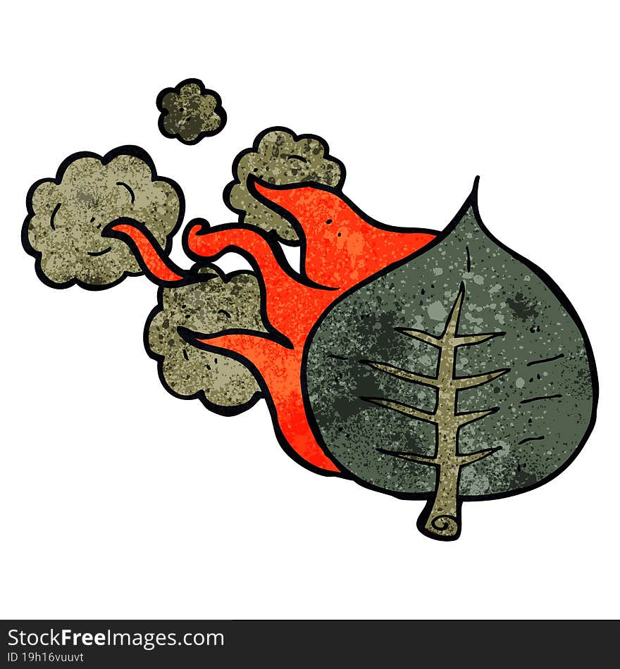 cartoon burning leaf