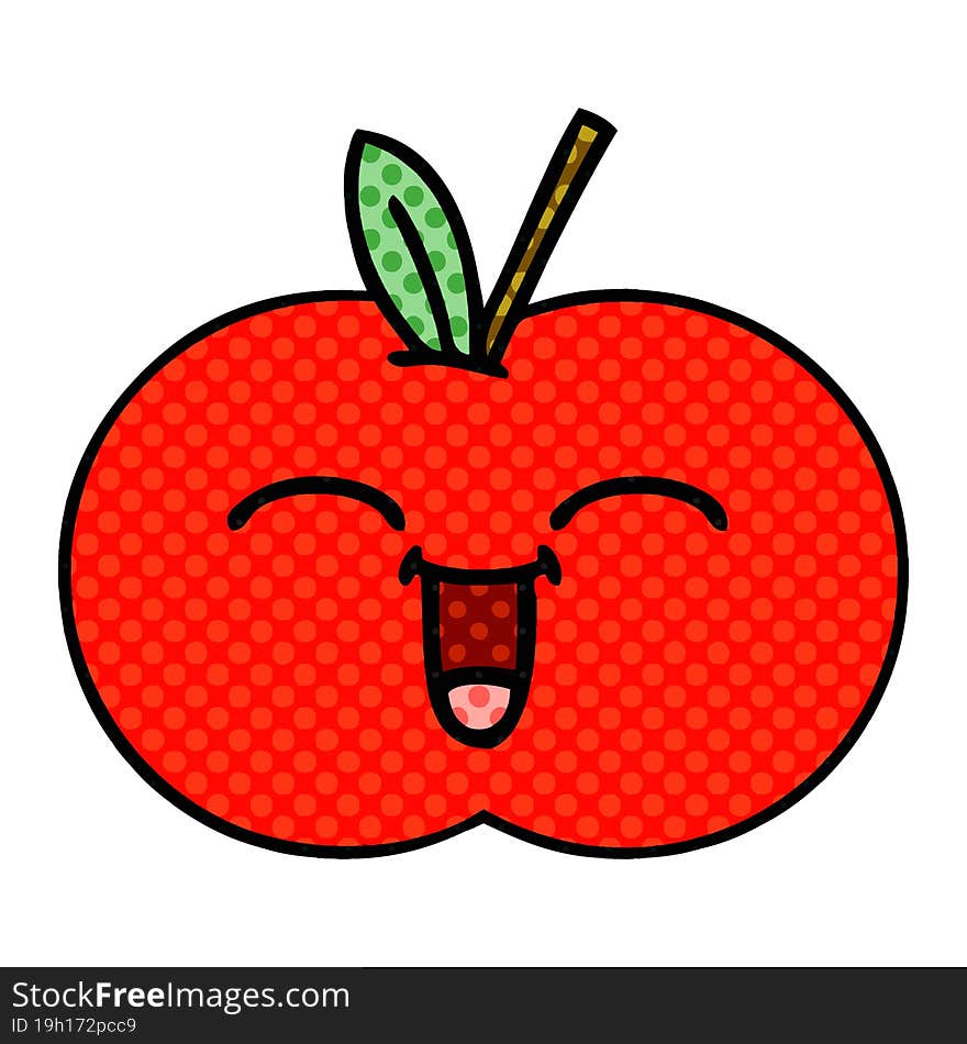 comic book style cartoon red apple