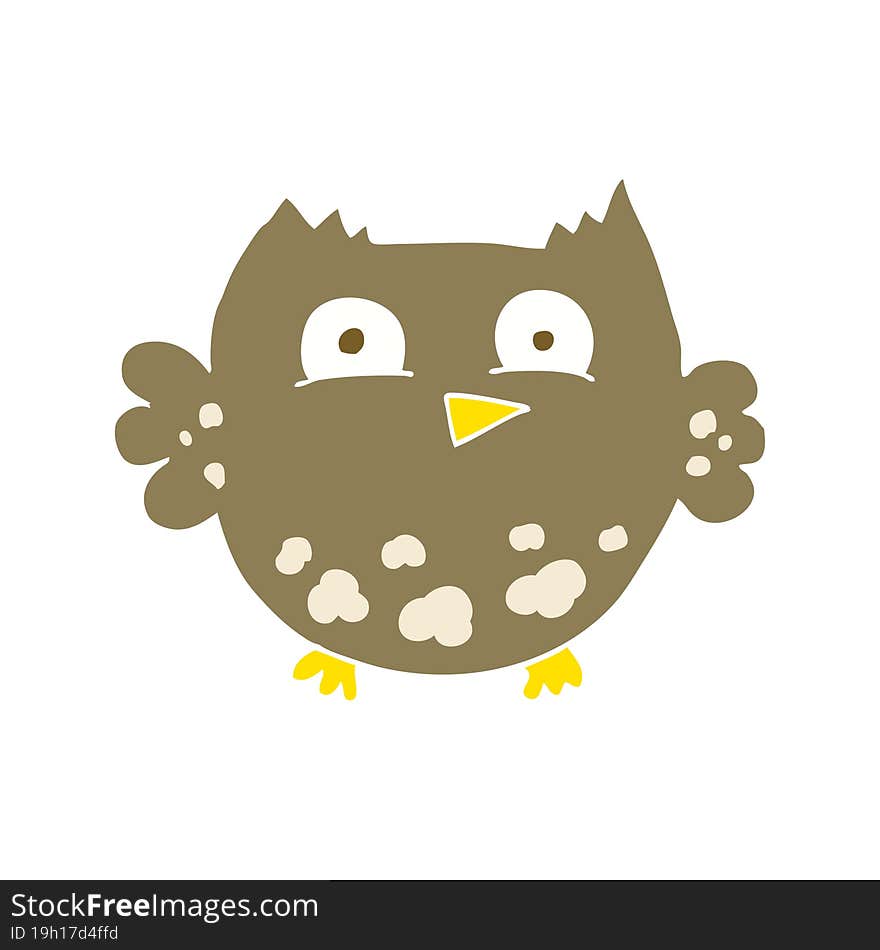 Flat Color Illustration Of A Cartoon Little Owl