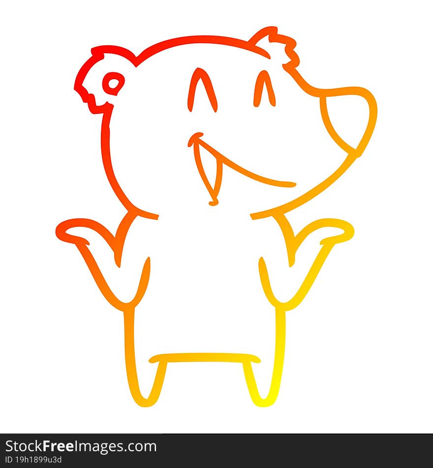 Warm Gradient Line Drawing Laughing Bear Cartoon