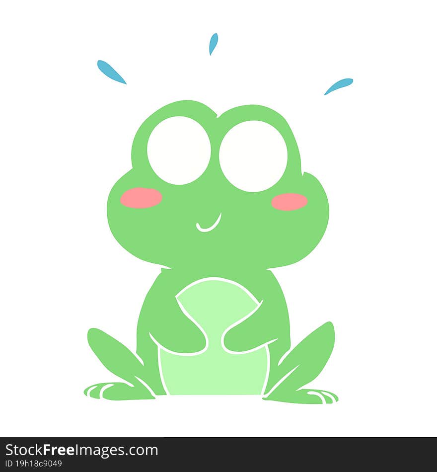 Cute Flat Color Style Cartoon Frog