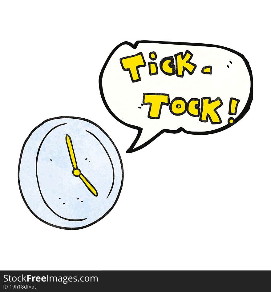 Speech Bubble Textured Cartoon Ticking Clock