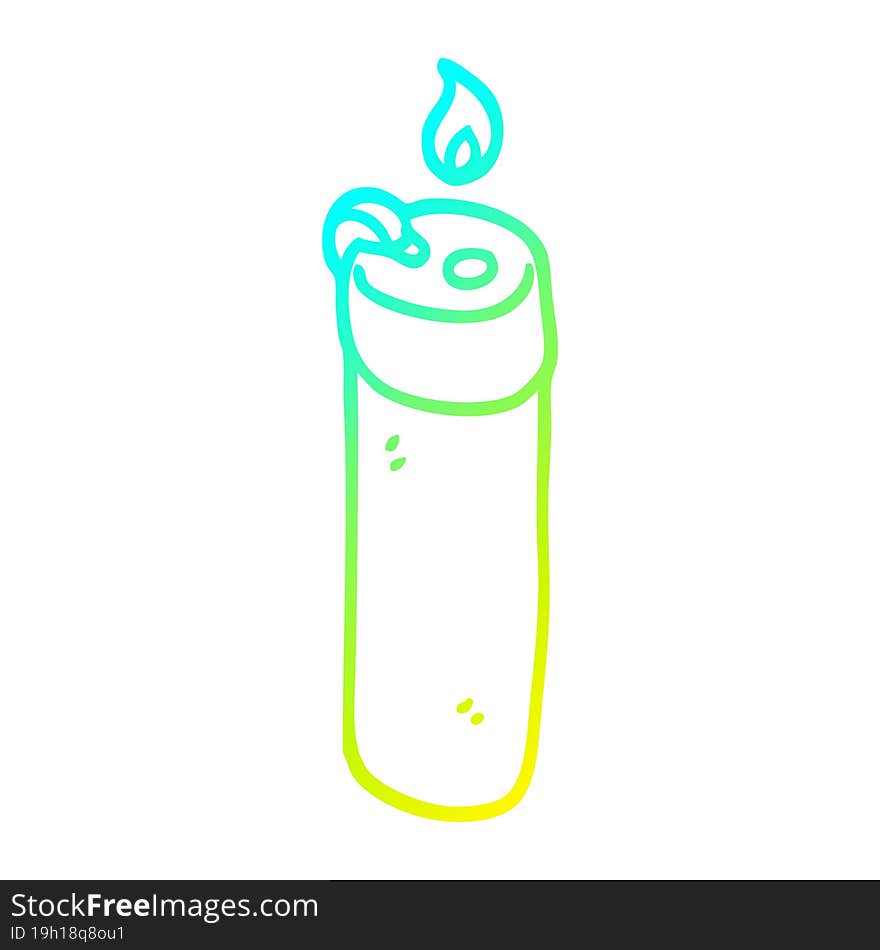 cold gradient line drawing of a cartoon disposable lighter