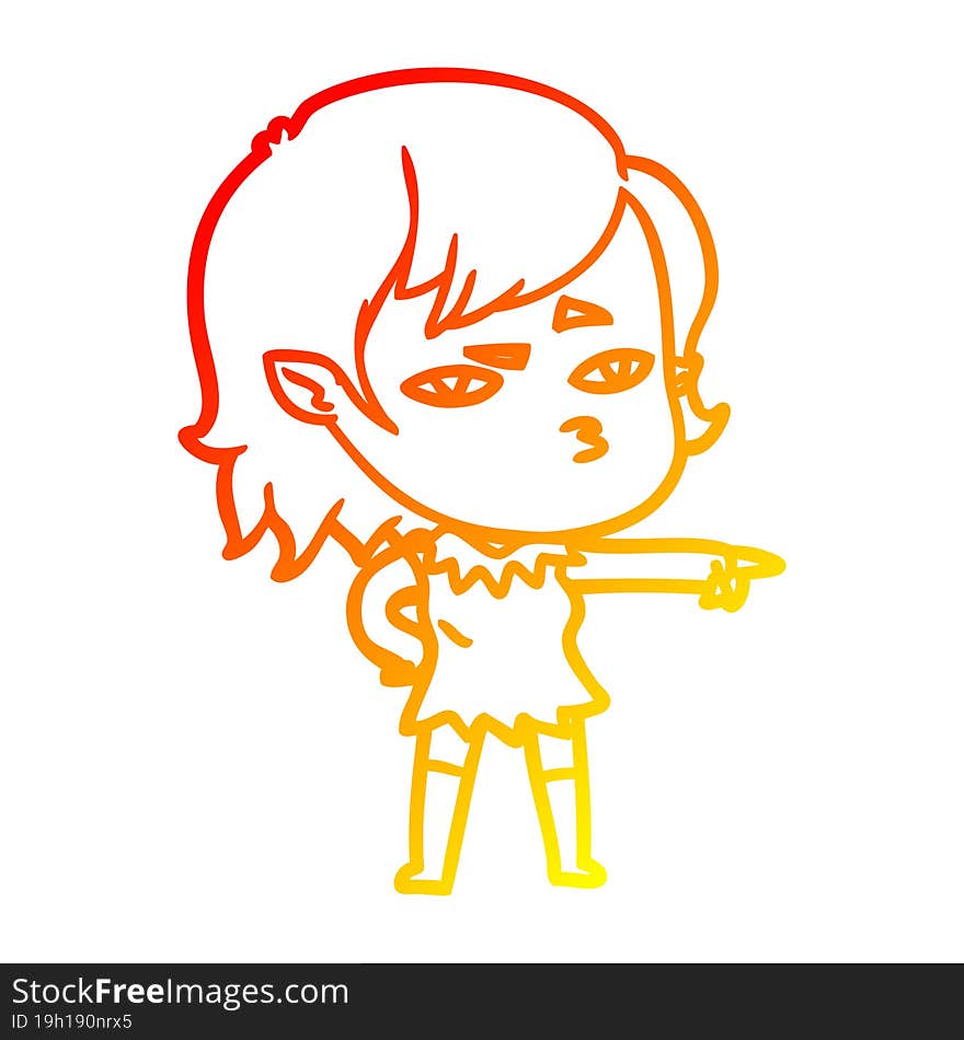 warm gradient line drawing cartoon vampire girl