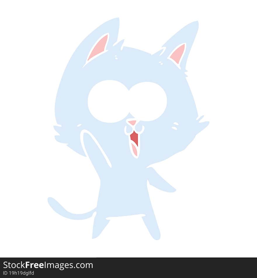 funny flat color style cartoon cat