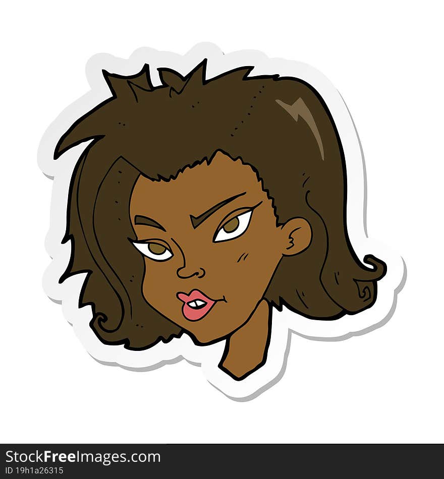 sticker of a cartoon female face