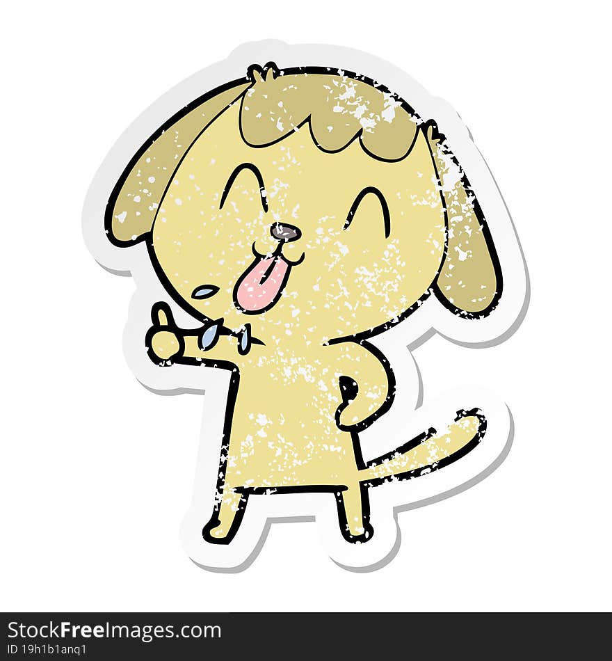 Distressed Sticker Of A Cute Cartoon Dog