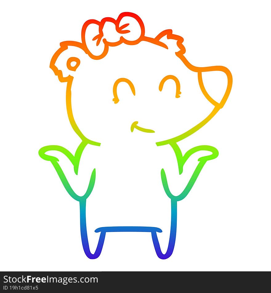 rainbow gradient line drawing female bear cartoon