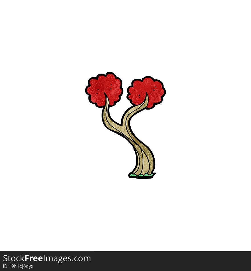 cartoon tree with red leaves