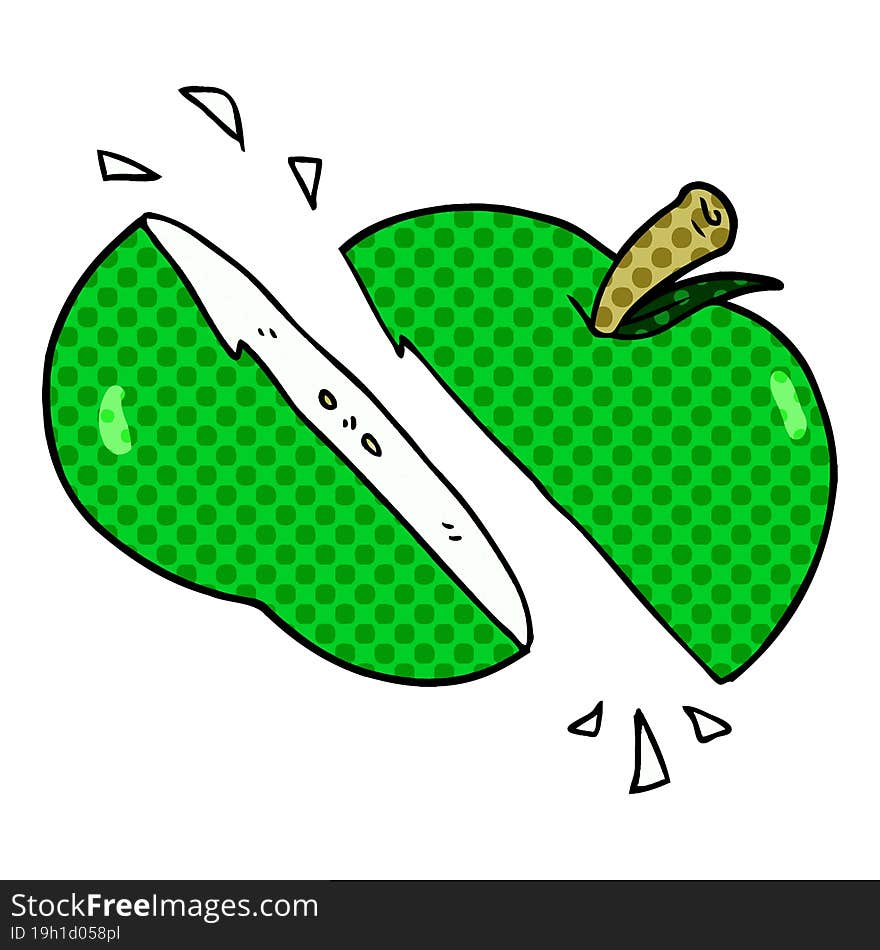 cartoon sliced apple. cartoon sliced apple